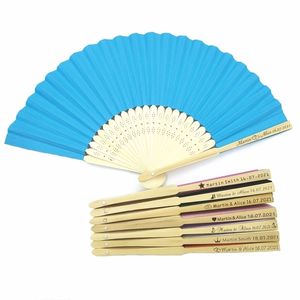 102050PCS Ventaglio di carta pieghevole personalizzato Ventagli di carta vintage personalizzati Bomboniere per matrimoni Baby Shower Decorazione regalo Ventilatore 220608