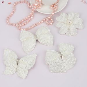 Hair Accessories White Pearl Bows With Clips For Girls Kids Boutique Layers Bling Rhinestone Center Hairpins AccessoriesHair