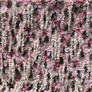 Flores decorativas grinaldas de painéis de parede de flores artificiais misturam cores rosa e wisterias lírio gipsophila com evento gy874decorative