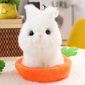 Alta qualidade Rabbit Plelight Toy Toy White Bunny Simulation Backed Animal Doll Christmas Kawaii Gifts para crianças J220704