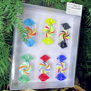 Dekorativa föremål Figurer 6st Custom Antique Hand Blown Murano Glass Sweets Sculpture Christmas Tree Decoration Candy Pendant Children