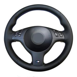 Steering Wheel Covers Black Genuine Leather Car Cover For E46 E39 330i 540i 525i 530i 330Ci M3 2001-2003 AccessoriesSteering CoversSteering