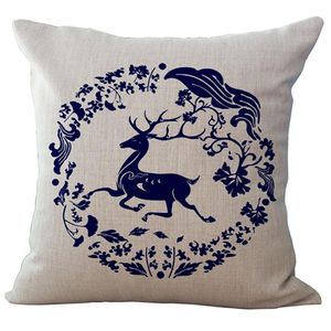 Cushion/Decorative Pillow Floral Chinese Style Reusable Cushion Case Cover Cotton Linen Thicken Washable Wear-resistant Hug Pillowcase Type