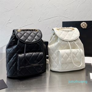 Womens Classic Backpack Caviar Lambskin Quilted Vintage Diamond Hardware Chain Drawstring Multi Pocket Designer Ladies Luxury 2022