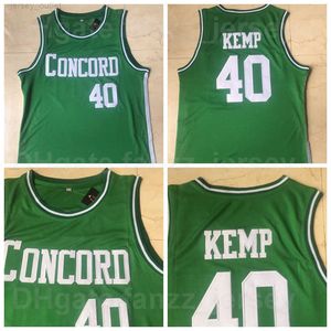 Men Concord Academy High School Shawn Kemp Jerseys 40 Kilam koszykówka dla fanów sportowych koszula oddychająca zielona drużyna kolor Pure Cotton University Doskonała jakość