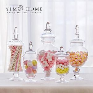 Storage Bottles & Jars Modern West European Style Strong Glass Tank Candy Jar Home Wedding Decors Party Supply
