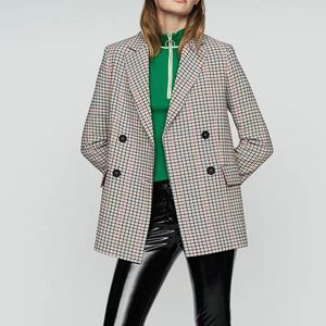 B046 Womens Suits & Blazers Tide Brand High-Quality Retro Fashion designer grid Series Suit Jacket Lion Double-Breasted Slim Plus Size Women's Clothing