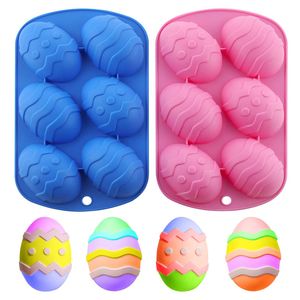 Silicone Baking Moulds Six-hole Easter Egg-shaped Cake Mold Home Holiday DIY Chocolate Mould