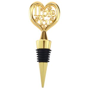 50st Party Giveaways I Love You Gold/Silver Metal Wine Bottle Stopper i presentförpackning Bra för bröllop närvarande Brudduschfavorer