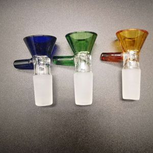 Glass Bowls 14mm Male bowl Smoking Accessories Round Rod Handle Filter Joints For Bong Hookah Water Pipe 3 Color