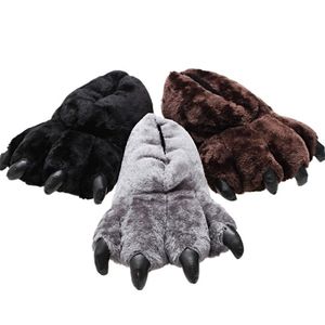 Unisex grubego niedźwiedzia Bigfoot paw kapcie pary męskie pantofel dom wewnętrzny furry slajdy rozmiar 3543 damski buty 220722