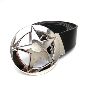 Belts Western Cowboy Mens With Silver Star Round Metal Belt Buckle Casual Boys Hip For Jeans Fashion Male Accessories