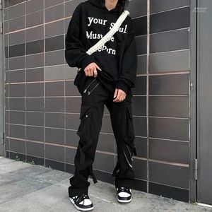 Men's Pants Hip Hop Cargo Men Fashion Punk Zipper Hippie Black Trousers Streetwear Harajuku Gothic Mall Goth PantsMen's Drak22