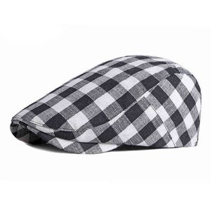 Casual Spring Summer Beret Hats For Women Plaid Print Fishbone Newspaper Boys Cap Thin Platt Hat Men Painter Hat Unisex J220722