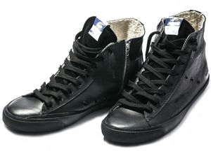 Повседневная обувь топ -версии дизайнер итальянский ручной ретро Ffrance All Black Star Real Leather Small Dirty Shoes neiman Marcus deluxe бренд