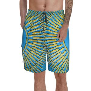 Herren-Shorts, goldene Sonne auf blauem Himmel, Herren, Sport, Strand, Schwimmen, Kunst, Form, geometrisch, Kreis, Spirale, bunt, Zirkulieren, Spin, Herren