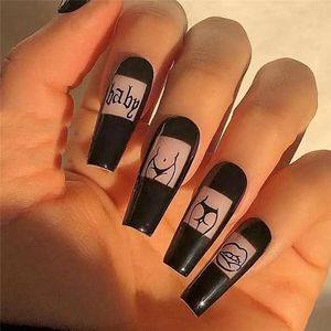 Full Cover Nails Designs 24pcs diy false nail Detachable Wearable Ballerina long Fake Nails