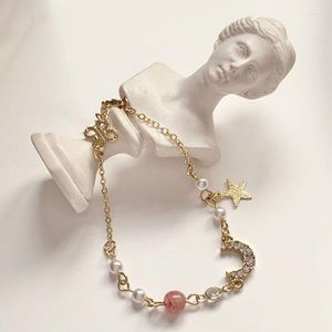 Link cadeia de moda estrela lua pulseira simples cristal personalizado acessórios elegantes Ótimo presente de aniversário para mulheres venda de relações públicas 22