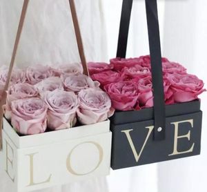 Blommor Box med Handhold Hug Bucket Rose Florist Gift Party Gift Packing Cardboard Packaging Box Bag FY2528 B0507