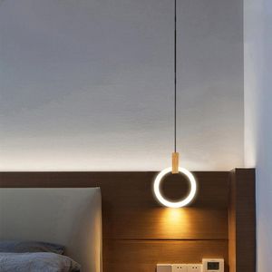 Lampy wiszące żyrandol nocny Japońsek nowoczesny drewniany dioda nordycka salon sypialnia oświetlenie schodowe żyrandol Pierścień