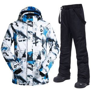 스키복 남자 겨울 따뜻한 바람 방수 방수 야외 스포츠 스노베트 재킷과 바지 스키 장비 스노우 보드 재킷 남자 브랜드 220812