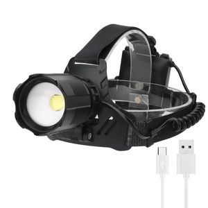 Headlamps BORUiT P70 Lamp Beads Head With Tail Warning Light Zoom Torch USB Rechargeable Fishing Lantern