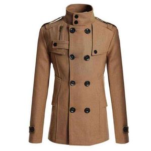 2021 العلامة التجارية الجديدة Men Mao Wool Overcoat للذكور بدلة طويلة Wool Wool Windbreaker Mens Stacking الملابس الخارجية L220725