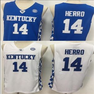 Nikivip Kentucky Wildcats Blue White 14 Tyler Herro Men College Basketball Jerseys Shirt University Jersey Stitched Blue Vintage