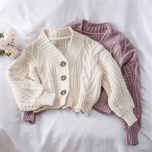 Autumn and Winter Short Thick Needle Linen Twist Cardigans Women Loos