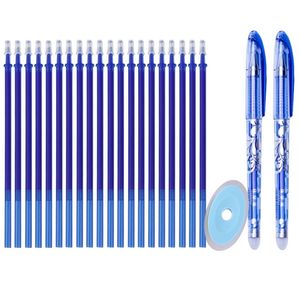 203 pcSset apagável em gel reabastece haste 05mm azul tinta preta alça lavável caneta mágica apagável para papelaria de escritório escolar 220714