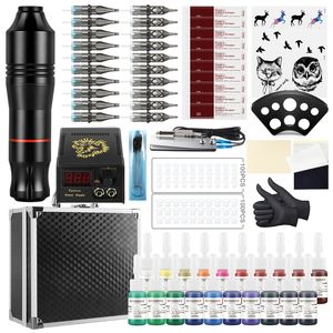Professional Tattoo Kit Rotary Pen Machine With box Mast Set Permanent Makeup Cartridge Needle Body Art 220617