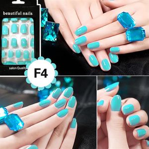 Wholesale nail art french tips resale online - 24pcs Nail Sticker French Acrylic False Fake Nail Art Fingernail Full Tips Solid Patch Sticker MutiColor Inexpensive266b