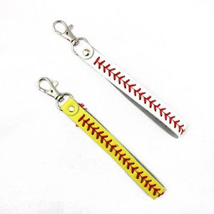 Keychains Classic Baseball Softball Sports Key Chain Fashion Leather Seamed Lace Stitching Wristlet Braves Kay Rings For Bag Pendant