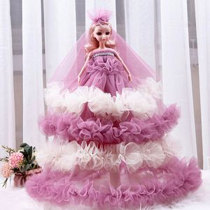 45cm Wedding Dress Barbie Doll Princess Evening Party Clothes Wears Long Dress Outfit Set Accessories Kids Dolls Toy Gift For Girl