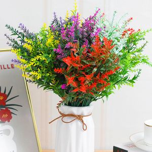 7 Widły Lawenda Sztuczny Bukiet Kwiatu Symulowane Plastikowe Pasze Pszenicy Kwiaty Kwiaty Do Outdoor Indoor Home Decor 20 szt