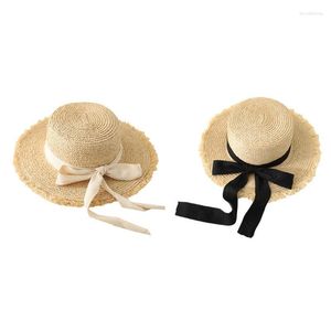 Wide Brim Hats Women Noble Temperament Straw Sun Hat Grace Lady Ornament Protection From Sunshine Refined Bikini AccessoryWide Davi22