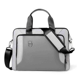 Business Laptop Bag Thin Handbag Thickened Briefcase Shockproof Pu Leather 13.3 / 14 / 15.6 Inches 220718