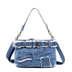 Evening Bags Fashion Denim Handbag Leisure Trend Female Jeans Casual Style Washed 220709