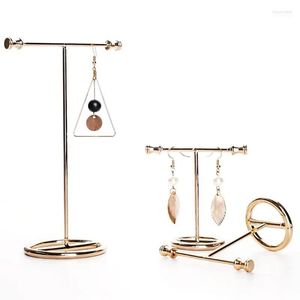 Jewelry Pouches Bags Display Stand Show Rack Metal Alloy Gold Earring Hanging For Earrings Necklace Storage Toby22