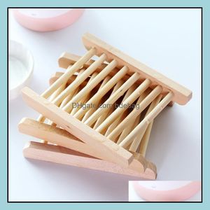 Soap Dishes Natural Wooden Tray Holder Bath Soaps Rack Plate Container Shower Bathroom Accessories Hollow Oem Available Yw75-Zwl Drop Delive