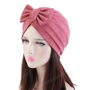 Donne Big Bow Turbante Accessori per capelli India Hat Turban Head Wrap Chemio Cap Hijab interno musulmano Cappelli Bonnet Berretti islamici