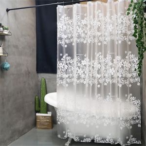 Tenda da doccia bianca elegante per fiori Bagno Tenda da doccia impermeabile in EVA Nebbia Tende traslucide per doccia da bagno con ganci 200923