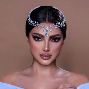 Wedding Bridal Crystal Headband Hair Comb Forehead Indian Hairband Crown Tiara Rhinestone Headpiece Hair Accessories Jewelry Prom Headdress