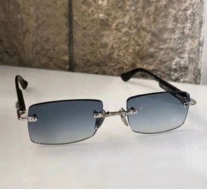 Rimless Rectangle Sunglasses Silver Grey Gradient Men Women Fashion Sunglasses UV Protection Eyewear with Box