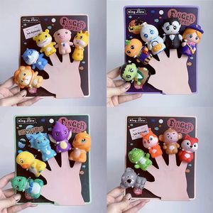 Five Finger Doll Fidget Toys Cartoon Animal Halloween Children's Parent Child Interaction Pacify Fingertips Doll Christmas Soft Rubber Decompression Gifts