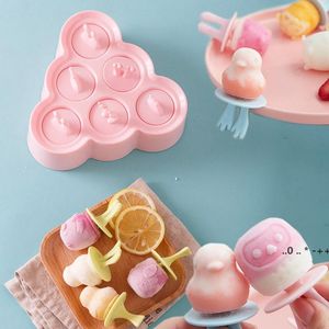 Silicone Ice Cream Mold DIY Hemlagad Popsicle Moulds Freezer 6 Cells Ice Cube Tray Popsicles Barrel Makers Baking Tools GWA12767