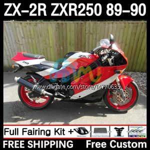 カワサキニンジャのオートバイボディZX2R ZXR250 ZX 2R 2 2 R R250 ZXR 250 89-98ボディワーク8DH.90 ZX2 R ZX-2R ZXR-250 89 90 ZX-R250 1990 FULL FAIRANGS KIT RED RED RED RED RED