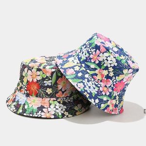 Summer Sun Flower Floral Printed Buckert Hat Women Lady Outdoor Beach Caps Double Side Wear ZZA13480