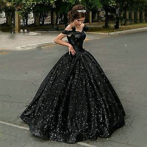 Glitter Black Evening Sukienki długie 2022 koronkowe szacie de soiree z cekin