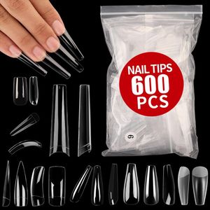 500 600Pcs Long Bara Fake Nail Professional False Full Half Cover per punte Accessori Press On s Manicure Tool 220716